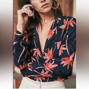 SEZANE SILK FLORAL PRINT FLORENCE BLOUSE SIZE FR 38/ US 6